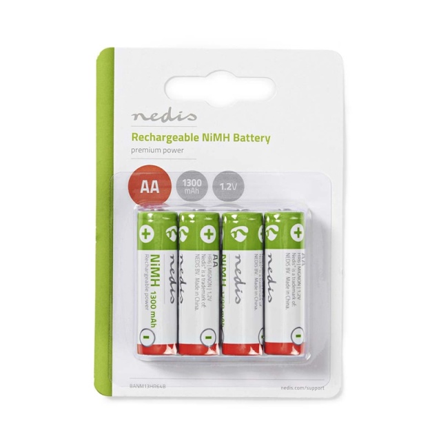 Nedis Oplaadbare NiMH-Batterij AA | 1.2 V DC | 1300 mAh | 4-Pak