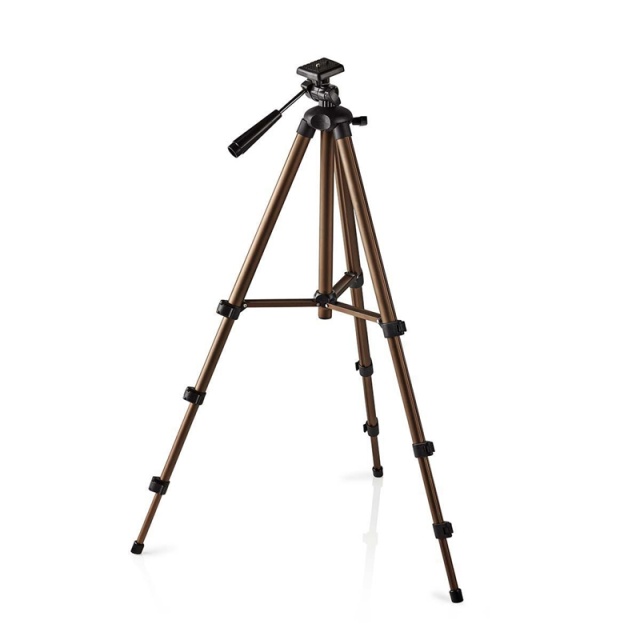 Nedis Statief | Maximaal draagvermogen: 2.0 kg | Minimale werkhoogte: 40.5 cm | Maximale werkhoogte: 128.0 cm | 4 Segmenten | Pan | Inclusief reistas | ABS / Aluminium | Brons / Zwart
