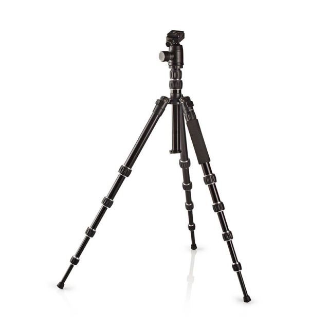 Nedis Statief | Maximaal draagvermogen: 3.0 kg | Minimale werkhoogte: 17.5 cm | Maximale werkhoogte: 145.0 cm | 3 Segmenten | Balhoofd | Inclusief reistas | Omkeerbare middenkolom | ABS / Aluminium | Zwart