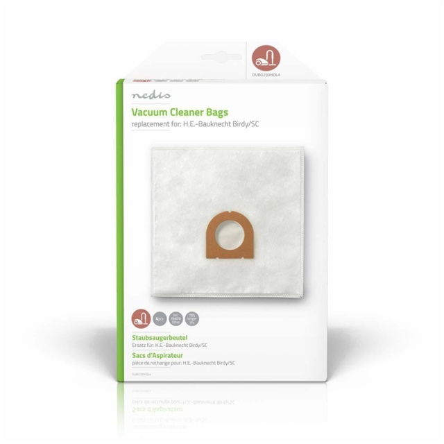 Nedis Stofzuigerzak | 4 Stuks | Synthetisch | Meest verkocht voor: H.E.-Bauknecht Birdy/SC | Wit