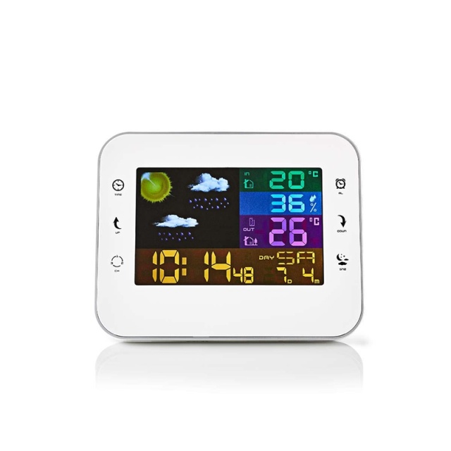 Nedis Weerstation | Binnen & Buiten | Inclusief draadloze weersensor | Weersvoorspelling | Tijdweergave | LCD | Wekkerfunctie