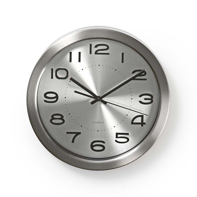 Nedis Wandklok | Diameter: 300 mm | Roestvrij Staal | Zilver
