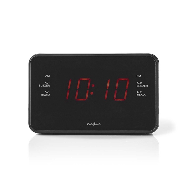 Nedis Digitale Wekkerradio | LED | 1x 3.5 mm Audio Input | Tijdprojectie | AM / FM | Snoozefunctie | Slaaptimer | Aantal alarmen: 2 | Zwart