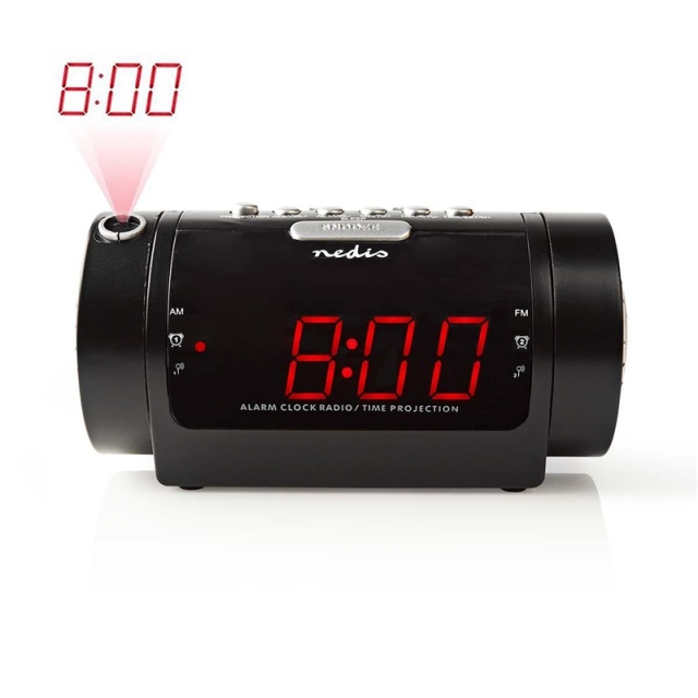 Nedis Digitale Wekkerradio | LED | Tijdprojectie | AM / FM | Snoozefunctie | Slaaptimer | Aantal alarmen: 2 | Zwart