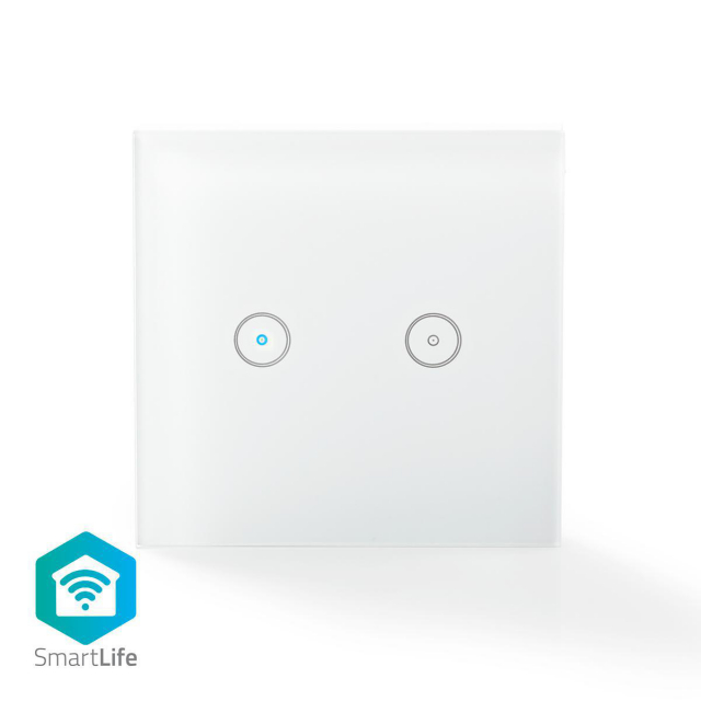 Nedis SmartLife Wandschakelaar | Duaal | Muurmontage | 1000 W | Android™ / IOS | Glas | Wit