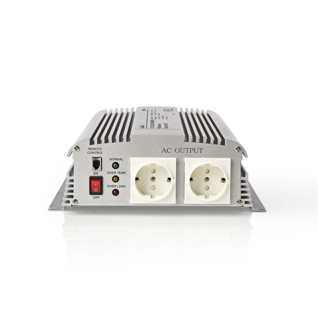 Nedis Omvormer Gemodificeerde Sinusgolf | Ingangsvoltage: 12 V DC | Apparaat stroomoutput: Type F (CEE 7/3) | 230 V AC 50 Hz | 1700 W | Piekvermogen: 3000 W | Screw Terminal | Zilver