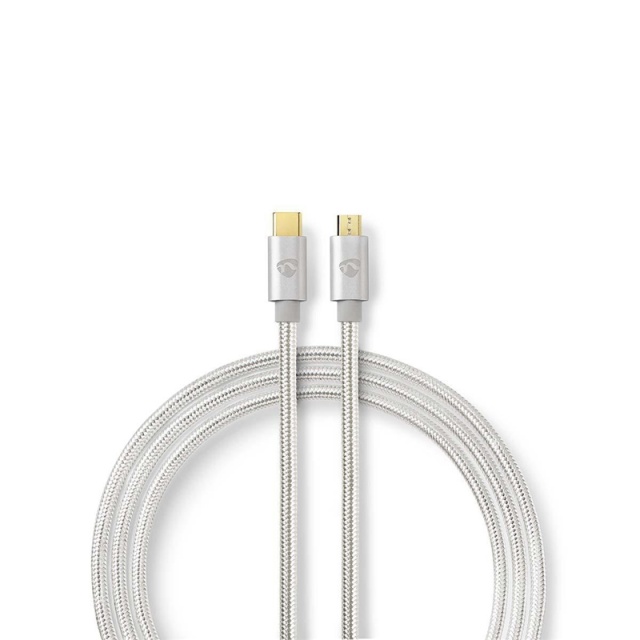 Nedis USB-Kabel | USB 2.0 | USB-C™ Male | USB Micro-B Male | 10 W | 480 Mbps | Verguld | 3.00 m | Rond | Gevlochten / Nylon | Aluminium | Cover Window Box