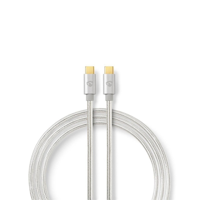 Nedis USB-Kabel | USB 3.2 Gen 1 | USB-C™ Male | USB-C™ Male | 60 W | 4K@60Hz | 5 Gbps | Verguld | 2.00 m | Rond | Gevlochten / Nylon | Aluminium | Cover Window Box