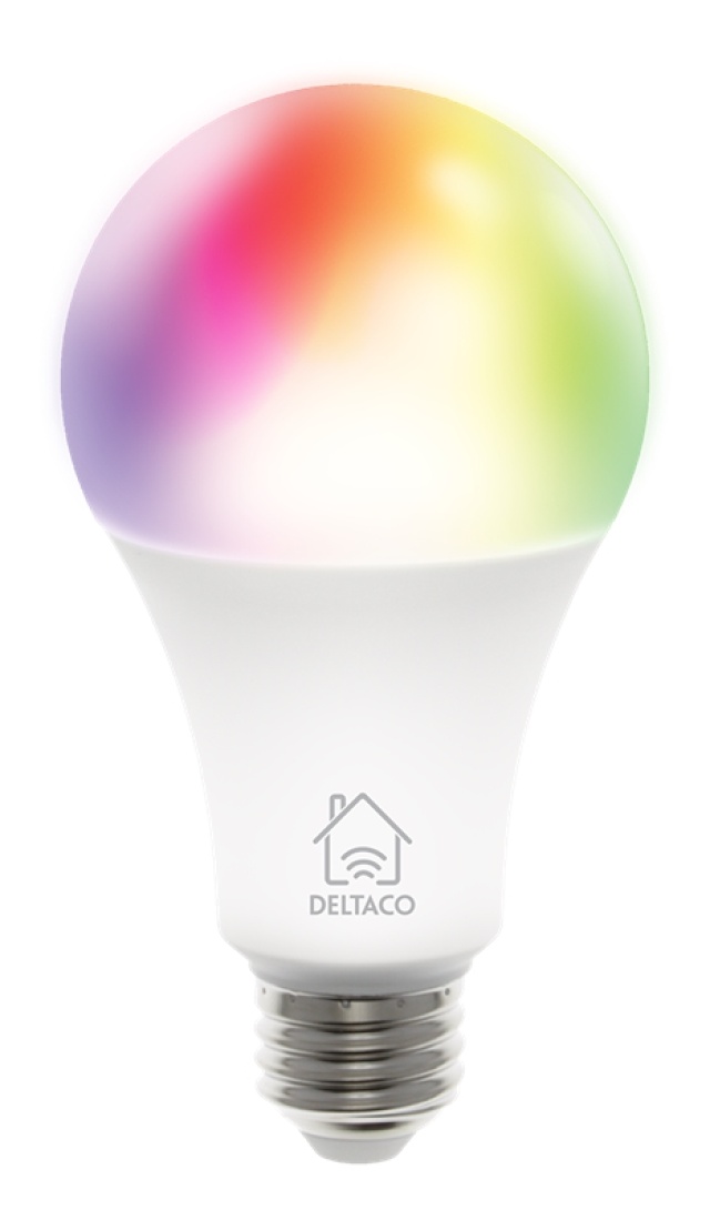 DELTACO SMART HOME RGB LED lamp, E27, WiFI, 9W, 16miljoen kleuren, wit