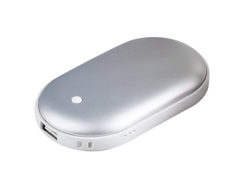 Powerbank en handwarmer in één, 5000mAh - Zilver