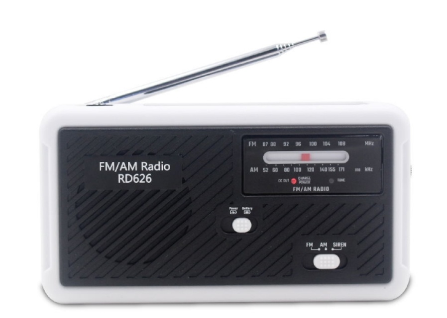 Multifunctionele Road Radio met LED verlichting - FM radio, USB, Solcell, Dynamo RD626