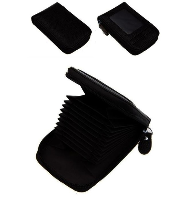 Portemonnee RFID beveiligd met 9 kaartsleuven - Zwart