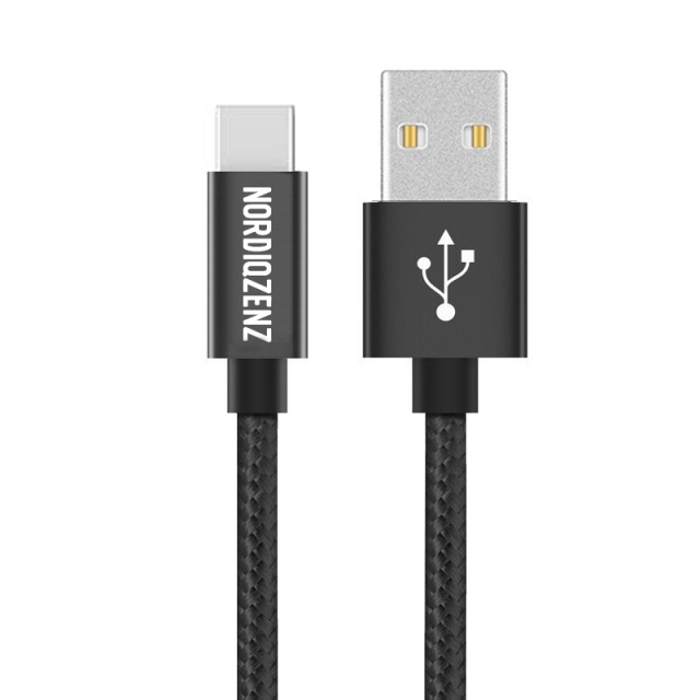 NORDIQZENZ USB-C Textile Cable, 50cm, Zwart