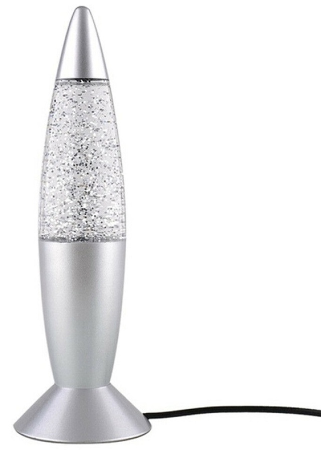 Lava lamp met glitter, licht in verschillende kleuren.