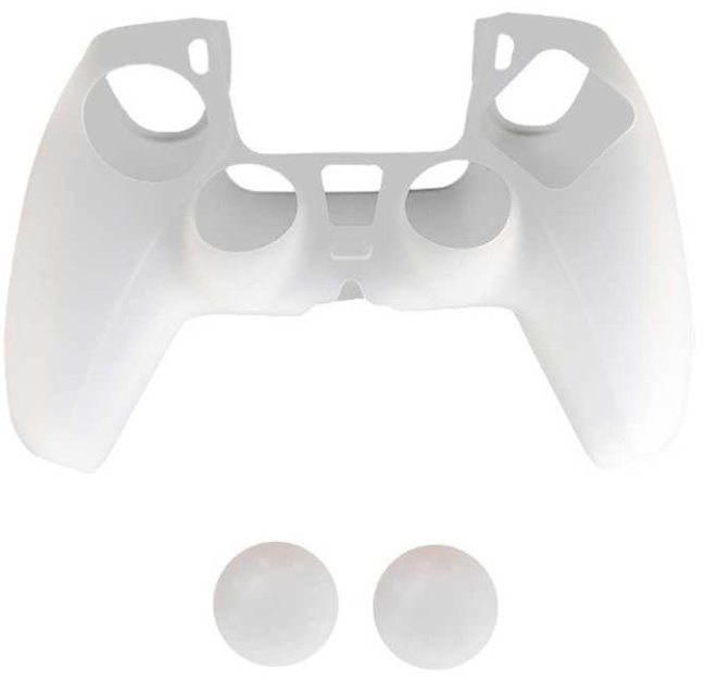 Silicone grip en 2 x Silicone cap voor PS5 controller, Wit