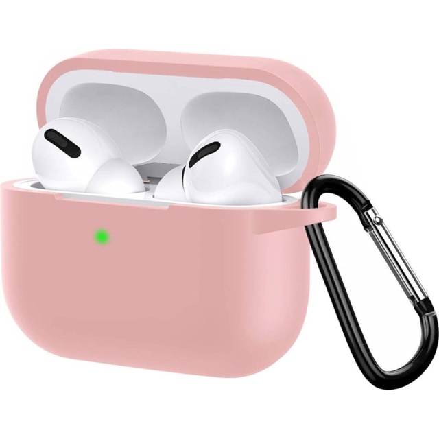 Siliconen beschermhoes met haak voor Airpods Pro, Roze