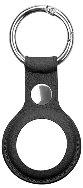 PU-lederen hoesje met sleutelhanger voor Airtag, Zwart