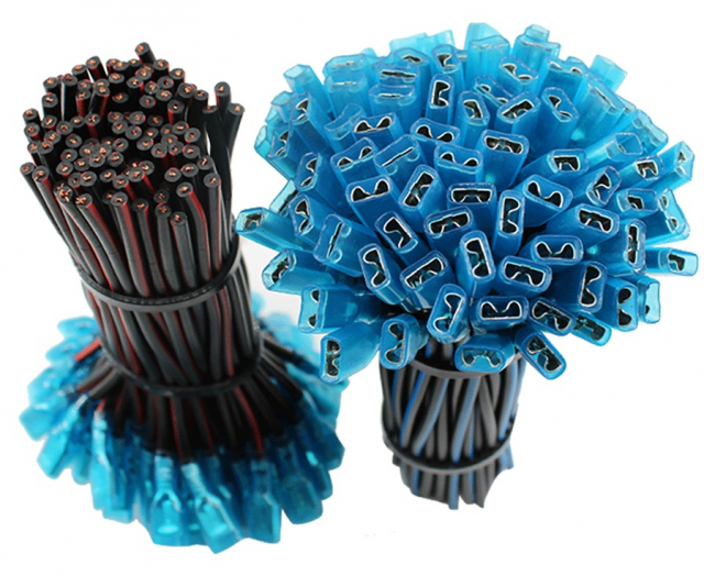 Geïsoleerde platte stekkerhuls met kabel 13cm, 100 stuks