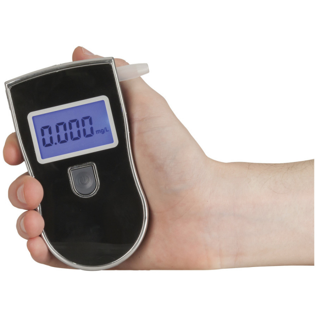 Compact alcoholmeter voor onder andere auto met LCD-scherm, Zwart/Zilver