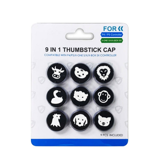 Dieren Thumb Grips voor PS5/PS4, Xbox series X, 9 stuks