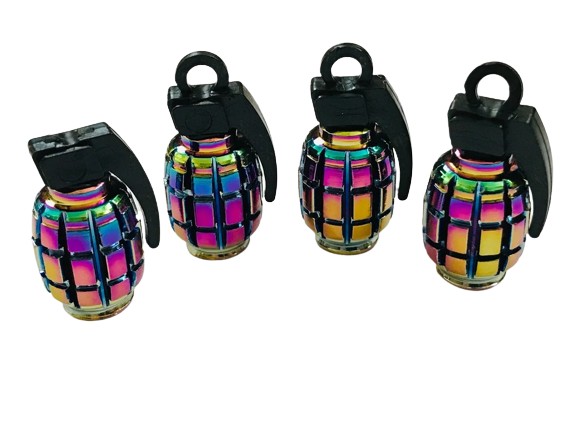 Ventieldoppen, 4-pack, Regenbooggranaten
