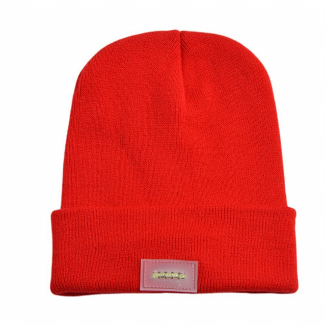 LED muts met vijf ingebouwde lampjes - Rood