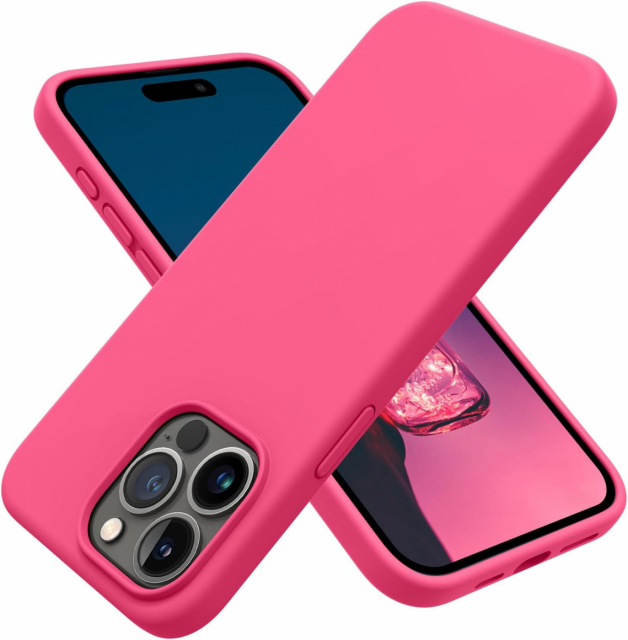 Siliconen hoesje voor iPhone 15, framboosroze
