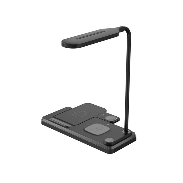 Multifunctioneel 3-in-1 draadloos oplaadstation met bureaulamp, zwart