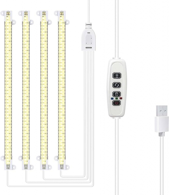 LED Plant Grow lights - Volledig spectrum LED licht met timer functie voor binnen kweken, 4st LED Strips, 33cm