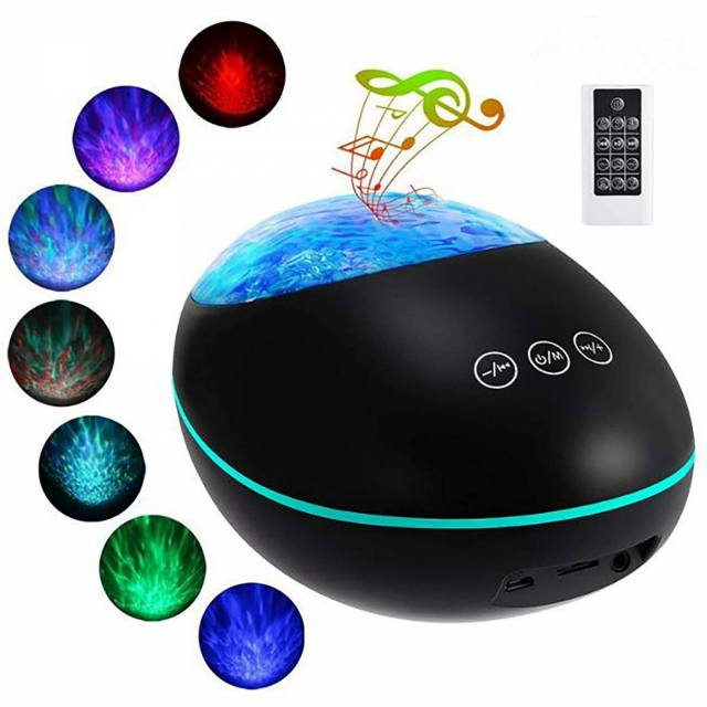 Lucky Stone Oceaan LED Projectielamp met Afstandsbediening, Zwart