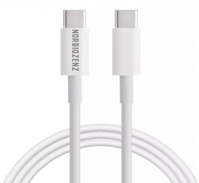 NORDIQZENZ 60W USB-kabel Type-C naar USB-C, 30cm, Wit