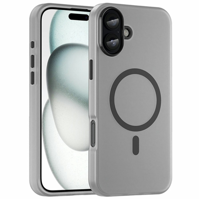 Semi-transparante hoes met MagSafe voor iPhone 16, zwart