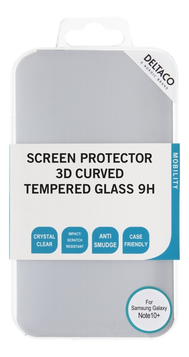 DELTACO screen protector Galaxy Note10+, 3D curved, fingerprint