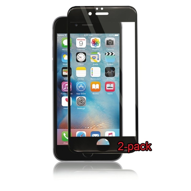 Panzer2-pak iPhone 6S/6 Plus gebogen silicaatglas, zwart