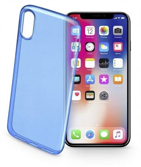 cellularline TPU Plastic Mobiel Hoesje voor iPhone X/XS, Donkerblauw