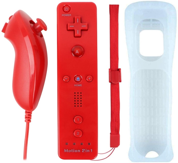 Afstandsbediening Plus + Nunchuck compatibel met Wii Wii U, Rood