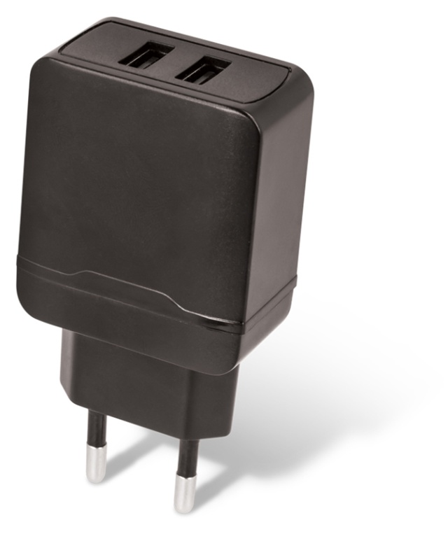 Maxlife USB Snellader, MXTC-02, 2xUSB, snelladend, zwart (2,4 A)