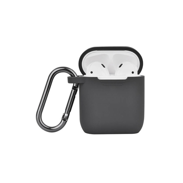 NORTH Airpods Protective Case Silicone Carabiner Dark Grey