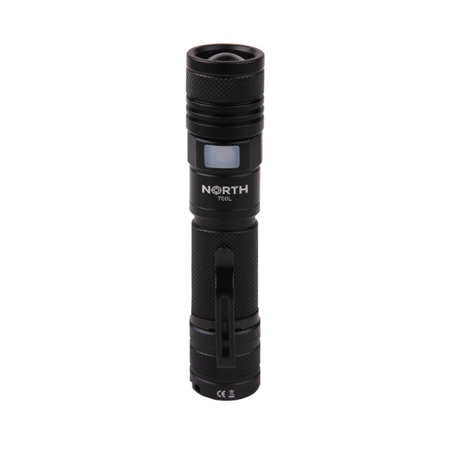 NORTH Flashlight 700 Lumen Zoom Black Aviation Aluminium 7W
