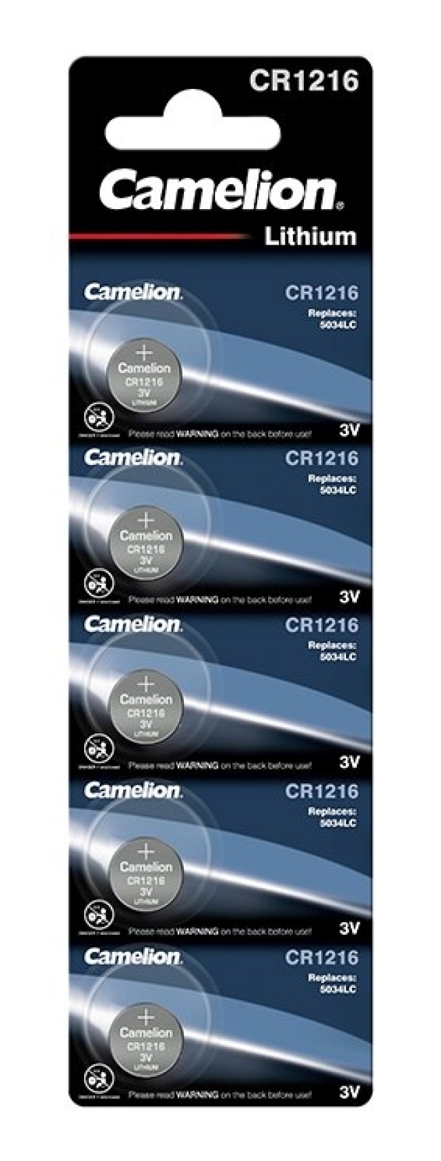 Camelion CR1216/3V, knoopcelbatterij, lithium, 5-pack