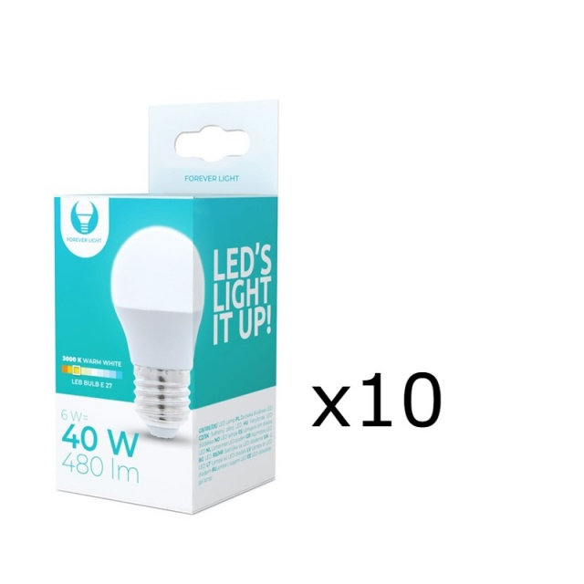LED Lamp E27, 6W, 230V, 3000K 10-pack, Warm wit