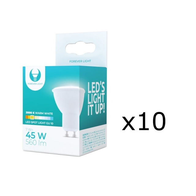 LED Lamp GU10, 7W, 230V, 3000K, 10-pack, Warm wit