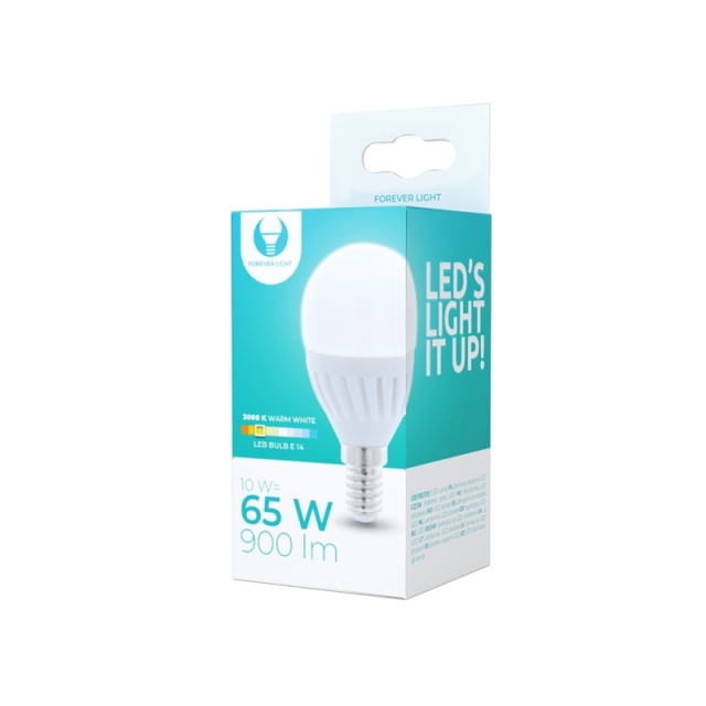 LED Lamp E14, G45, 10W, 230V, 3000K, Keramisch, Warm Wit