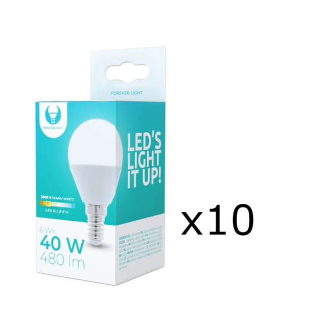 LED Lamp E14, G45, 6W, 3000K 10-pack, Warm Wit