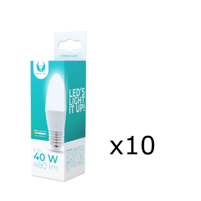 LED Lamp E27, 6W, 3000K 10-pack, Warm Wit