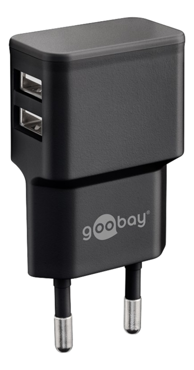 Goobay Dubbele USB oplader (12 W) zwart 2x USB-A-poorten