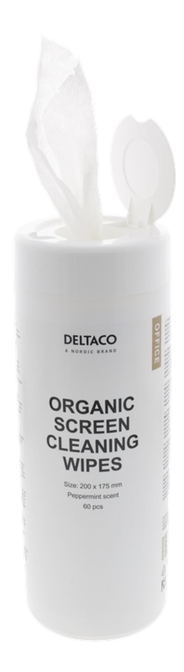 DELTACO Office Organic Cleaning Wipes, 200x175mm, 1 pack 60 napkins, p