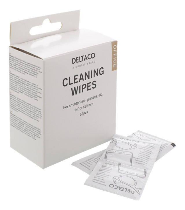 DELTACO Office cleaning wipes for smartphone, 1-pack 52pcs
