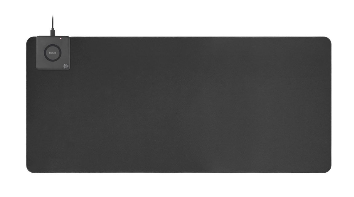 DELTACO Business extra wide mousepad with fast wireless charger, 90x40