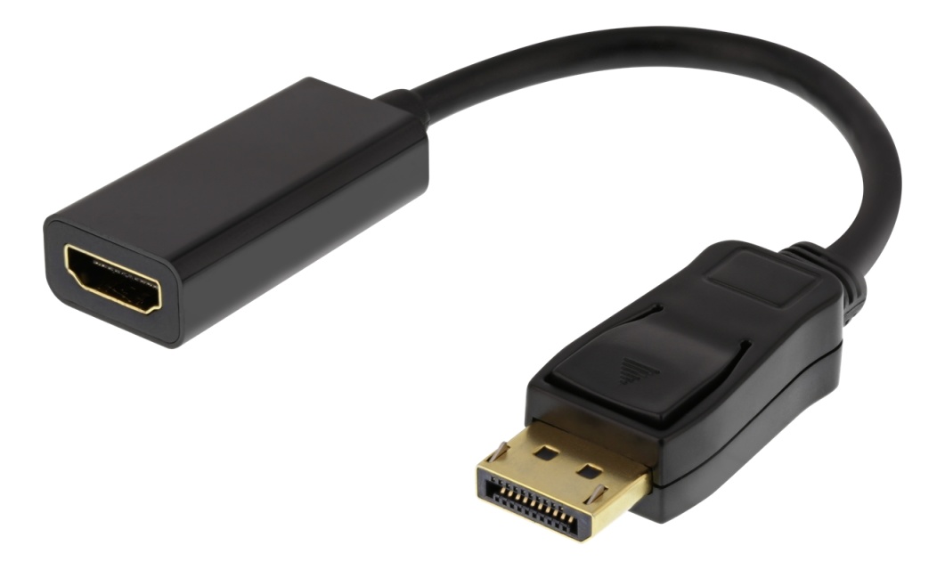 DELTACO DisplayPort naar HDMI-adapter, 4K 60Hz, 0,2 m, zwart